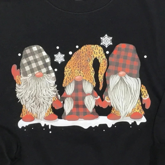 GNOME CHRISTMAS SWEATSHIRT Black Holiday Crewneck NEW! Various Sizes - Picture 2 of 4